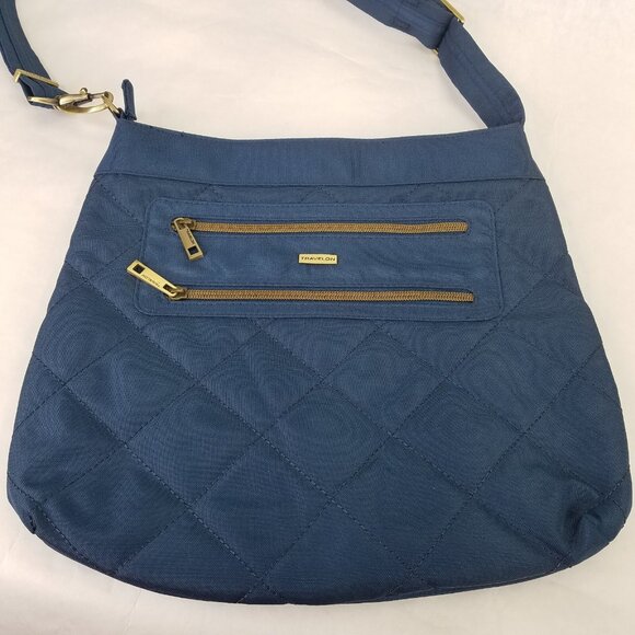 Travelon Bag Women's Navy Quilted Crossbody Purse Messenger Anti-Theft RFID - Picture 2 of 16